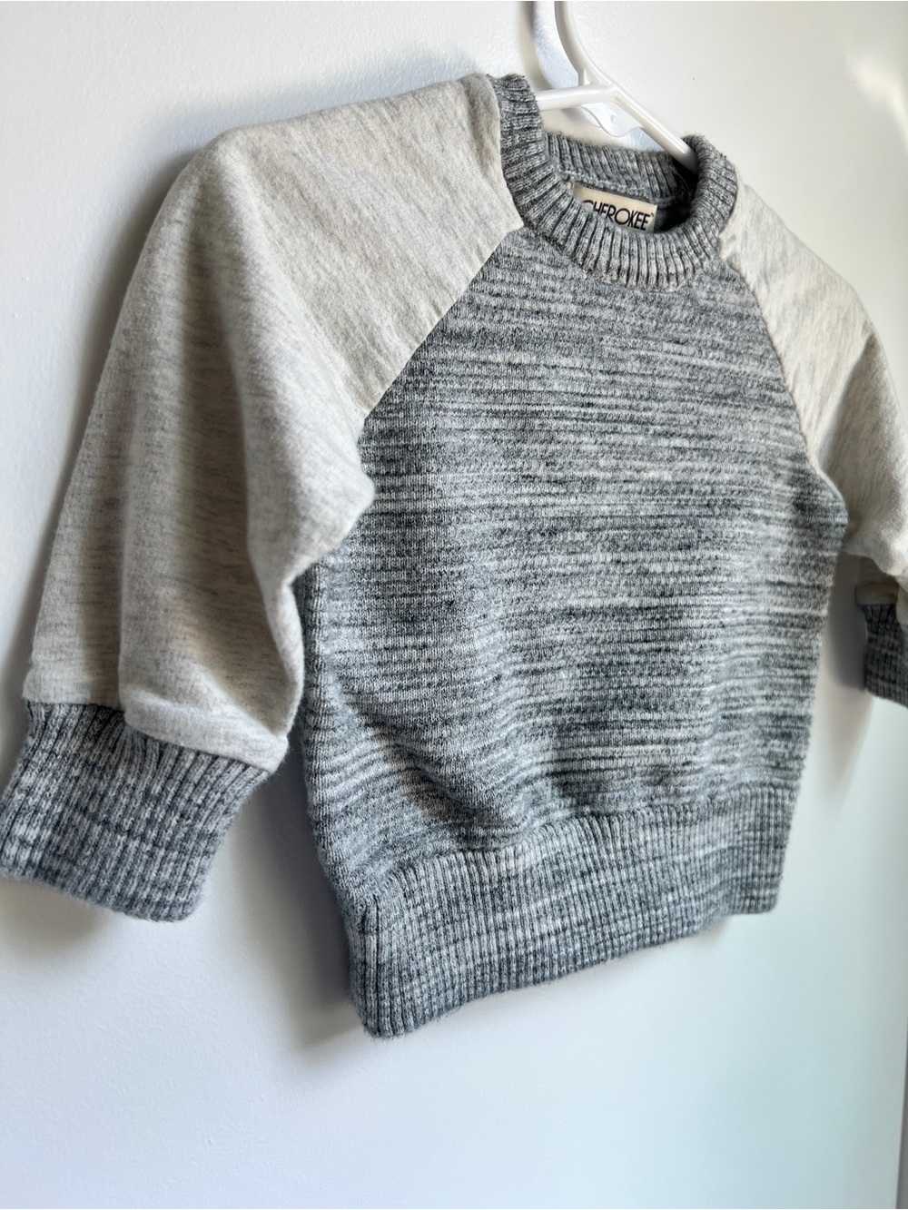 Cherokee Gray Colorblock Knit Sweatshirt 12M Baby Toddler